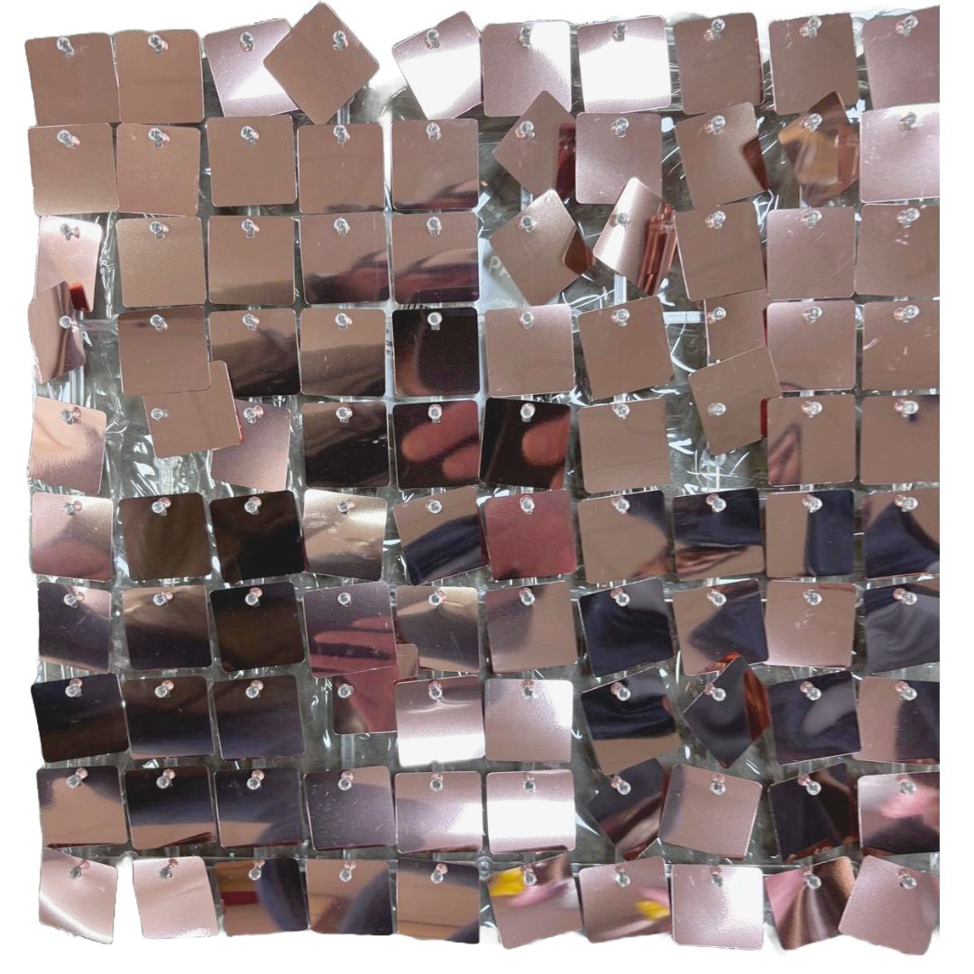 Oaktree Sequin Wall Panel Metallic Rose Gold Squares