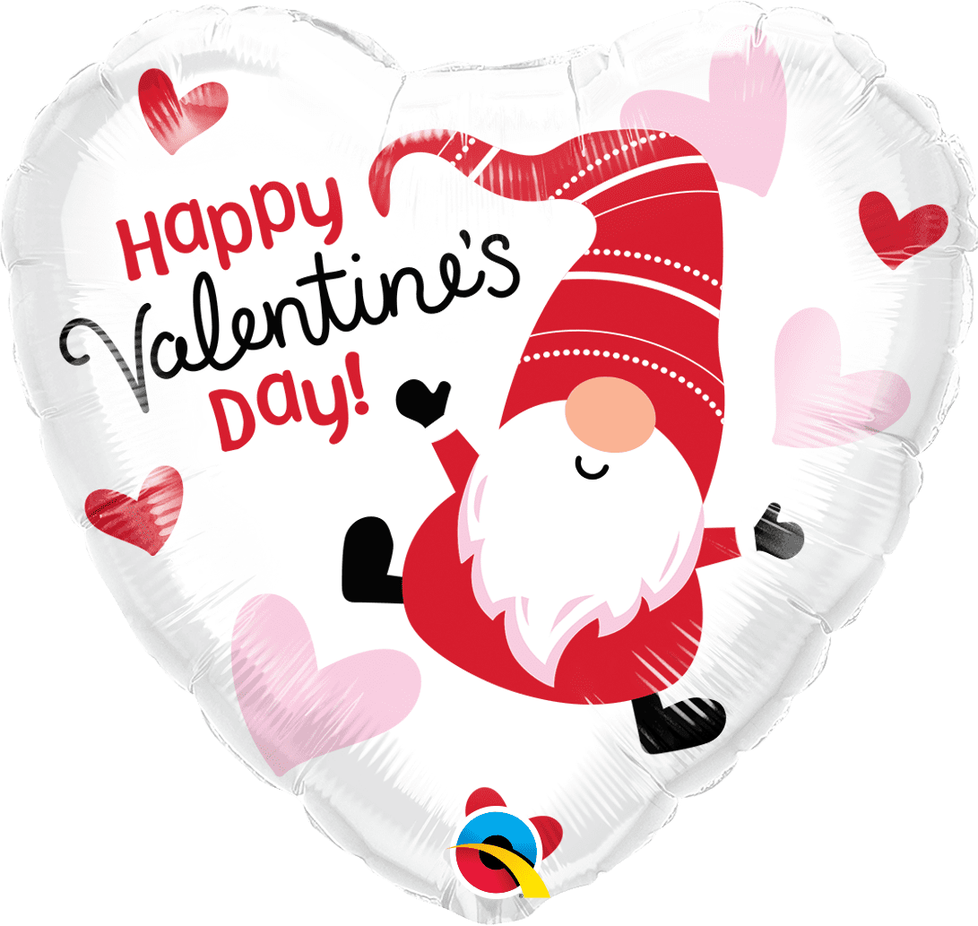 Qualatex 18 inch Valentine's Day Heart Gnome Foil Balloon_21507