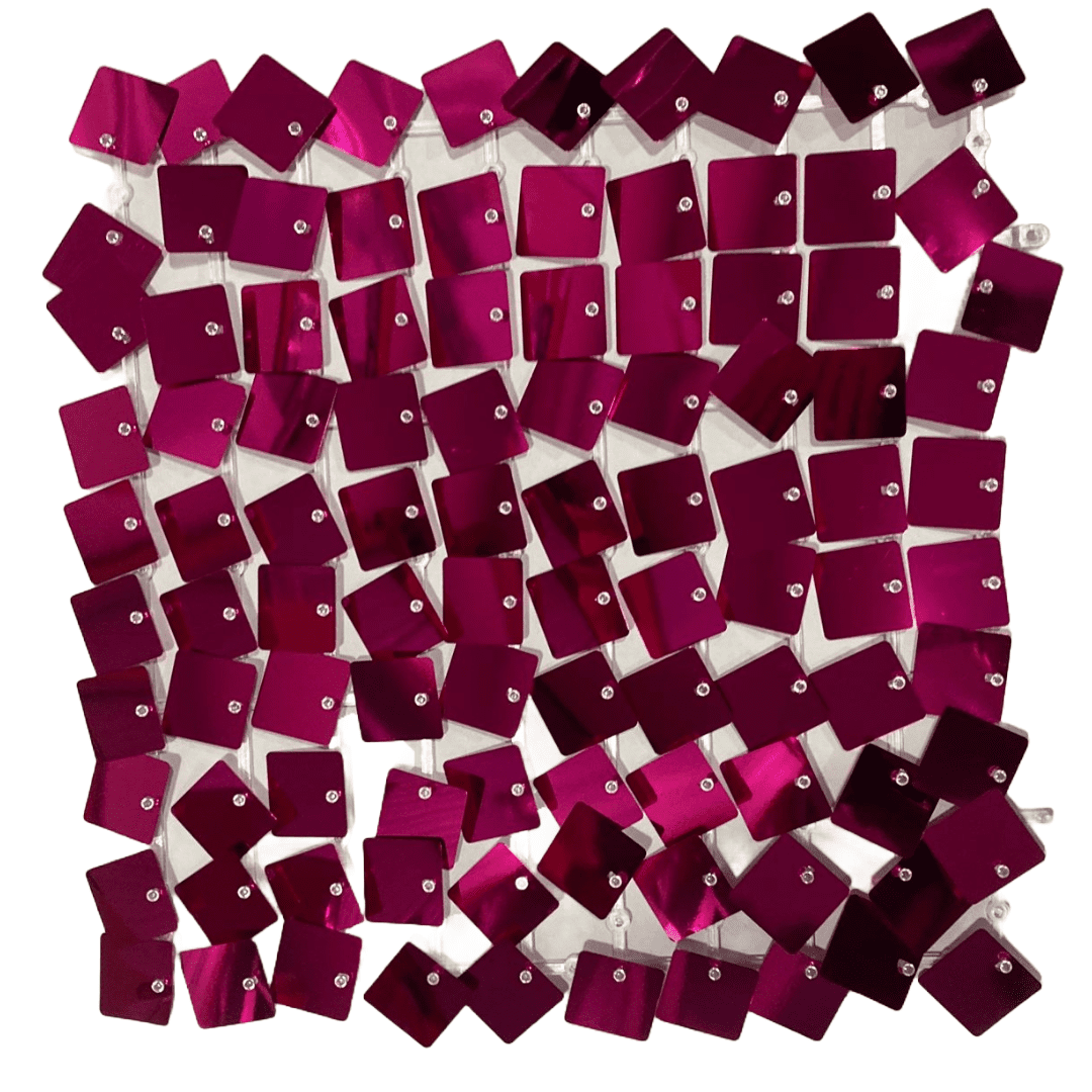 Sequin Wall Panel Metallic Fuchsia Squares